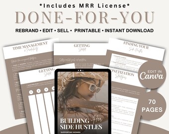 Building Her Side Hustle Ebook Template, Business Strategy, Canva Template W/ MRR, Lead Magnet Coaching Workbook Business Coach Done For You