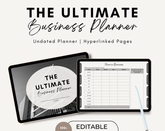 Ultimate Business Planner Template Goodnotes, Undated Digital Planner for Small Business Owners, Online Business Plan Editable Template Grey