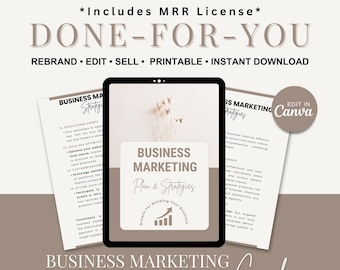 Business Marketing Plan Ebook Template, Business Strategy, Canva Template W/ MRR, Lead Magnet Coaching Workbook, Business Coach Done For You