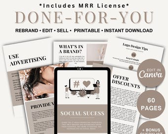Social Success Ebook Template in Canva Done For You Lead Magnet Coaching Small Business Owner, Digital Passive Income, Master Resell Rights