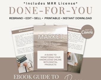 Market Your Passion Ebook Template, Business Templates, Canva Template W/ MRR, Lead Magnet Coaching Workbook, Business Coach Done For You