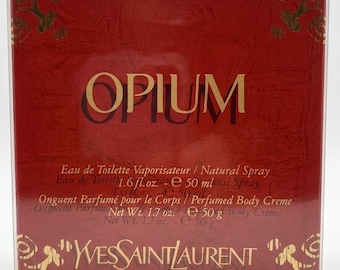 Make an offering. Vintage, Yves Saint Laurent YSL Opium 50 ml gift set (85% full).