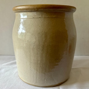 Antique White Stoneware Farmhouse Hand Thrown Crock