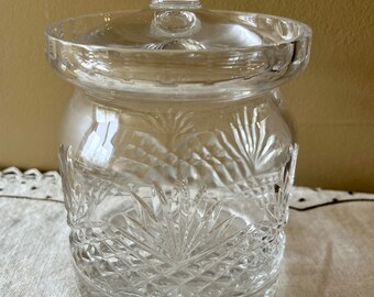 Tarro para galletas o galletas de vidrio transparente tallado con patrón Majesty de Wedgwood