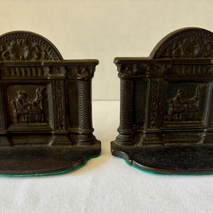 Antique Cast Iron Bookends Lad