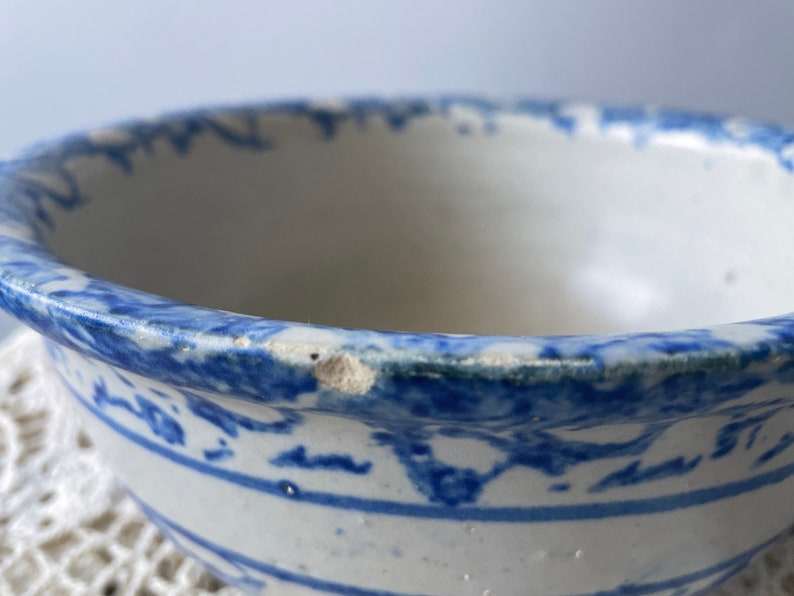 Antique Blue and White Spongeware/sponge Ware Bowl Etsy