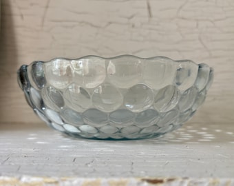 Cuenco de vidrio burbuja azul zafiro vintage Anchor Hocking de 22 cm (8 3/4")