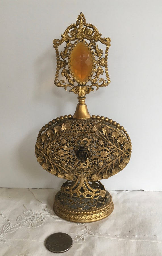 Vintage/Antique Czech Gold Filigree and Cut Glass