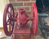 Antique Enterprise Red Cast Iron Coffee Grinder