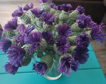 Um padrão de crochê para uma flor de cardo escocês