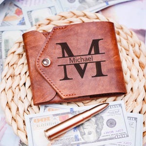 Portefeuille en cuir personnalisé pour homme, portefeuille avec stylo, portefeuille vintage gravé, cadeau de fête des pères, cadeaux d'anniversaire pour mari et petit ami