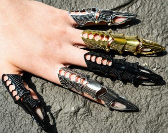 Punk metal ring,Gothic Finger Claw Rings,Black Nail Ring Claw,Dark Nail,Removable Claw Nail,Glod,balck or Silver Claw Rings,Cosplay Decor