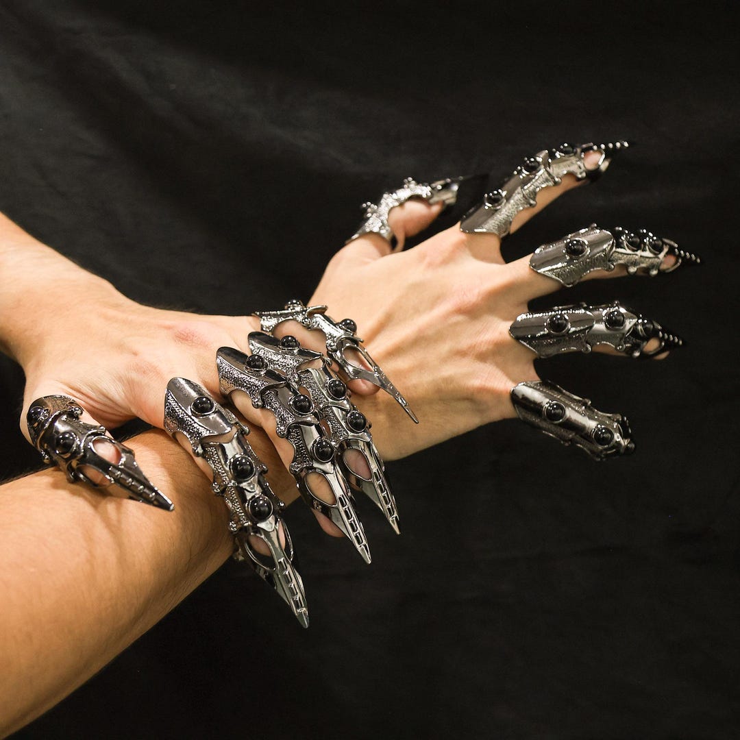Gothic Finger Claw Rings,black Nail Ring Claw,dark Nail,removable Claw Nail,cosplay Decor,halloween Costumes - Etsy Japan