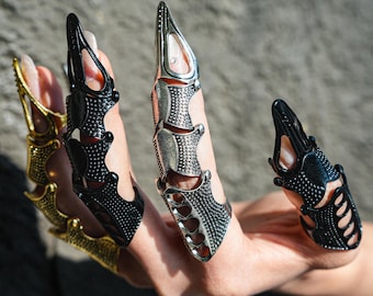 Gothic Finger Claw Rings,Black Nail Ring Claw,Dark Nail,Removable Claw Nail,Glod,balck or Silver Claw Rings,Cosplay Decor, Halloween Gift
