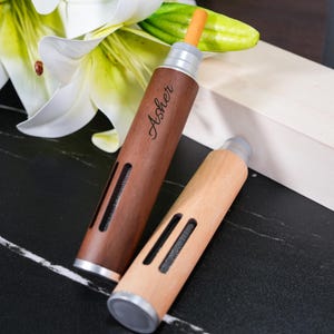 Cenicero de viaje personalizado para coche, cenicero de madera de cedro personalizado, cenicero portátil hecho a mano para conductores y amantes de las actividades al aire libre, regalo para el Día del Padre.