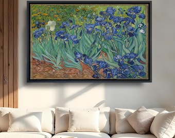 Van Gogh Irises Canvas Wall Art, Blue Iris Floral Print, Vintage Impressionist Flower Decor, Living Room Bedroom Gallery Wall Art