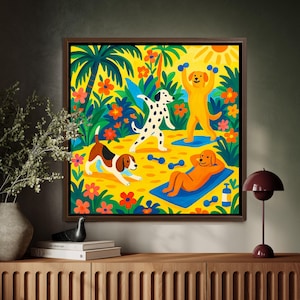 Henri Matisse Inspired Dog Wall Art – Colorful Jungle Print for Pet Lovers & Whimsical Animal Home Decor