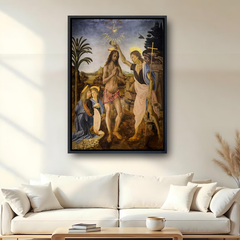 Scared Renaisance Baptism of Christ Canvas Wall Art, Classical Religious Renaissance ...