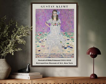 Retrato Art Nouveau en lienzo floral de Gustav Klimt enmarcado