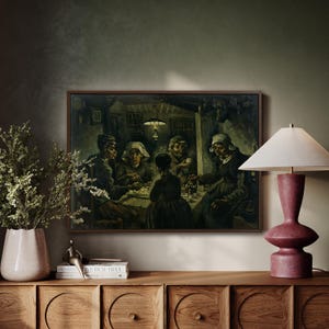 Van Gogh&#39;s Potato Eaters Framed Canvas Art: Rustic Farmhouse Decor