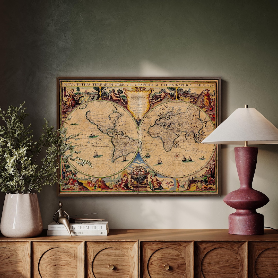 Vintage World Map Wall Art Living Room Decor Etsy vintage-world-map-wall-art-living-room-decor-etsy