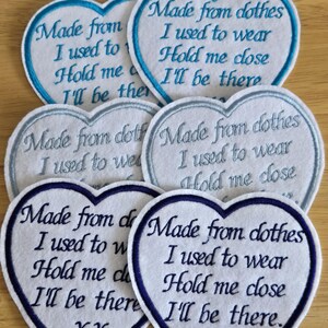 memory bear cushion patches set of 6 different shades of blue colours