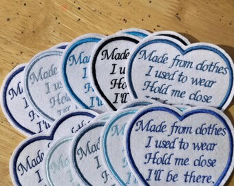 memory bear cushion patches set of 10 different shades of blue colours