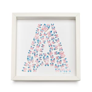 Letra de nome com motivo de borboleta personalizável para quarto de bebê e criança, pintura emoldurada inicial cortada em 3D, arte de parede de borboleta feita à mão,