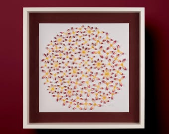 Handmade 3D Floral Wall Art: Pink Paper Flowers, Wood Frame (19.7x19.7in)