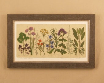 The Herb Garden, Artist Signed Fine Art Print Gray Frame