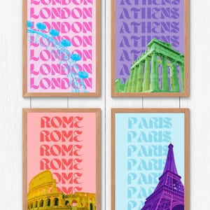 Pósteres de viajes de arte pop, arte mural de viajes, impresiones de destinos, impresiones de vacaciones, impresiones de ciudades del mundo, decoración del hogar: ubicación y colores PERSONALIZABLES