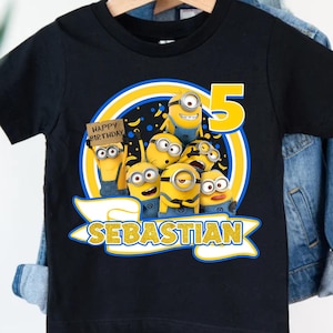 Custom Birthday Boy Shirt Yellow Mini Birthday Party Theme Shirt Personalized Tee Family Birthday Tee Gifts for birthday boys or Girl TS123