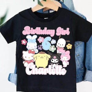Kawaii Kitty Birthday T Shirt, Kawaii Cat Birthday Theme Party Shirt, Personalized Family Shirt, Gift for Girls, Unisex Shirt TS91