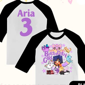 Custom Gamer Birthday Girl Shirt, Gamer Cat Birthday Shirt, Personalized Family Shirt, Gift for Girls, Unisex Shirt Girl S132
