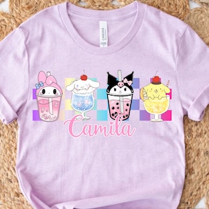 Personalized Cute Catt Birthday shirt, Kawaii Cart Birthday Theme Party, Cute Shirt, Personalized Family Birthday Party, TS102