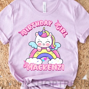 T-shirt licorne d'anniversaire de fille, chemise de fête d'anniversaire de filles, idées cadeaux pour une fille d'anniversaire, cadeau d'anniversaire de fille licorne TS103