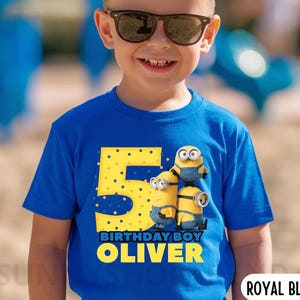 Chemise d'anniversaire personnalisée pour garçon, mini chemise jaune sur le thème de la fête d'anniversaire, t-shirt personnalisé, t-shirt d'anniversaire de famille, cadeaux pour anniversaire de garçons ou de fille, S005