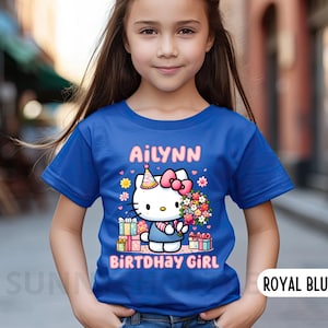 Kawaii Kitty Birthday T Shirt Kawaii Cat Birthday Theme Party Personalized Cat Pink Family Matching Tees Outfit Gift for Girls TS40