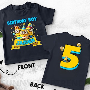 Custom Birthday Boy Shirt Yellow Mini Birthday Party Theme Shirt Personalized Tee Family Birthday Tee Gifts for birthday boys or Girl TS63