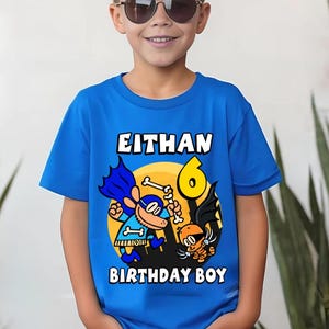 Boy Birthday T Shirt Personalized Kid Boy Party Theme Superhero Family Matching Tess Outfit Gift for Boy captain S148