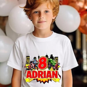 Superhero Birthday T Shirt Hero Party Theme Spider Family Matching Shirt Personalized Thor Birthday Gift for Boy Hulk Funny Superhero S111