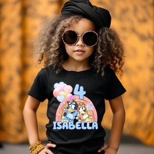 Custom Birthday T Shirt Personalized Dog Party Theme Family Matching Tee Funny Puppy Outfit Gift for Girl Rainbow Ballon S071