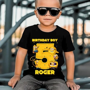 Custom Birthday Boy Shirt Yellow Mini Birthday Party Theme Shirt Personalized Tee Family Birthday Tee Gifts for birthday Boy or Girl S072AC