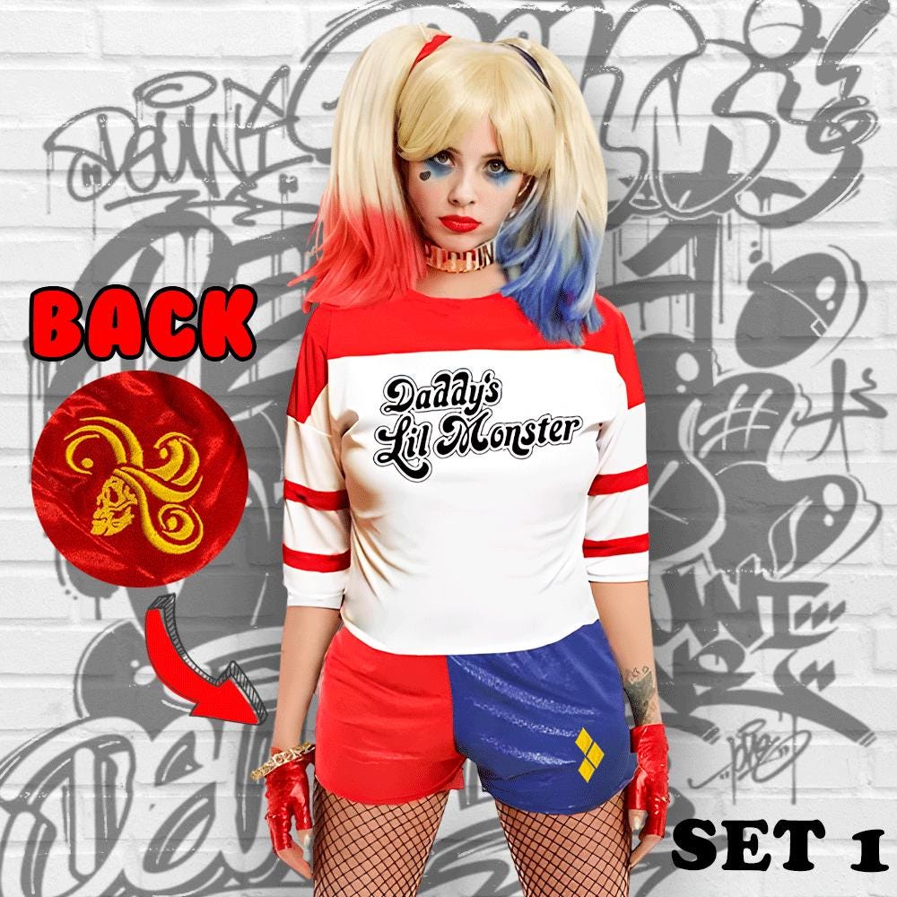 Kids Costume Ladies Halloween Costume – Full Outfit Set From Suicide Squad Party Cosplay Harley Quinn - Foto 7