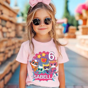 Chemise anniversaire super chat chatons personnalisés fête thème amis chat famille t-shirts assortis tenue cadeau pour fille héros fantastique mignon S098