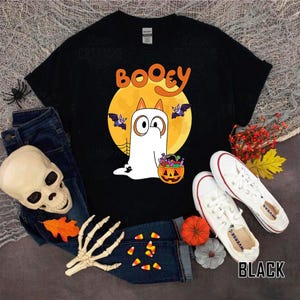 Booey boo Halloween T shirt Blue dog Halloween Tee Trick or Treat Spooky Season Family Halloween Party Horror Bingo Boo tee gift for Boy
