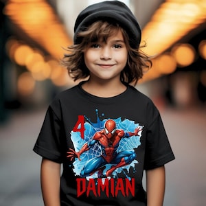 Superhero Birthday T Shirt Personalized Spider man Party Theme Spidey and friends Family Matching Tee Costume Outfit Gift for Boy S083