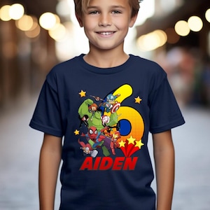 Superhero Birthday Custom T Shirt, Super gift, Personalized Family shirt, All colors, All Sizes, Short, S019