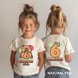 Capybara birthday T Shirt Capybara Party Theme Orange Fruit T Shirt Personalized Capybara Family Matching Tees Outfit Gift for Girl S137