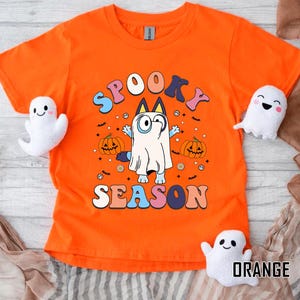 Halloween Dog T shirt Funny Trick Or Treat Blue Dog Spooky Season Costumes Fun Halloween Family Party Scary Outfit kids Gift for Girl